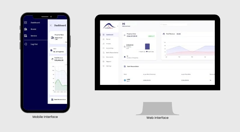 Rentalbux mobile and web interface